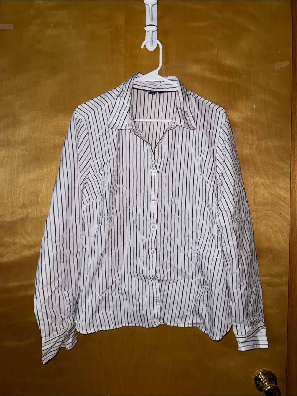 George White Button-Up Shirt with Black Pinstripes